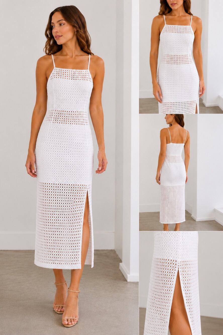 Walter Baker Eyelet Strap Dress Women‘a Sz 6 White Cotton